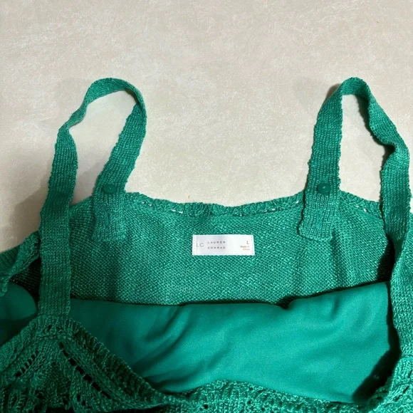 NWOT: LC Lauren Conrad Teal Pointelle Tank- L - Picture 4 of 6